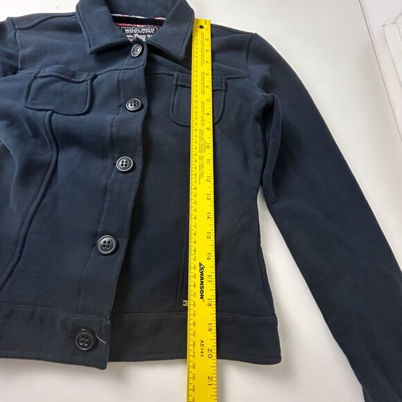 Vintage Woolrich Blazer Womens S Cotton Silk Y2K Jacket Blue Contrast Plaid Trim - Picture 8 of 13